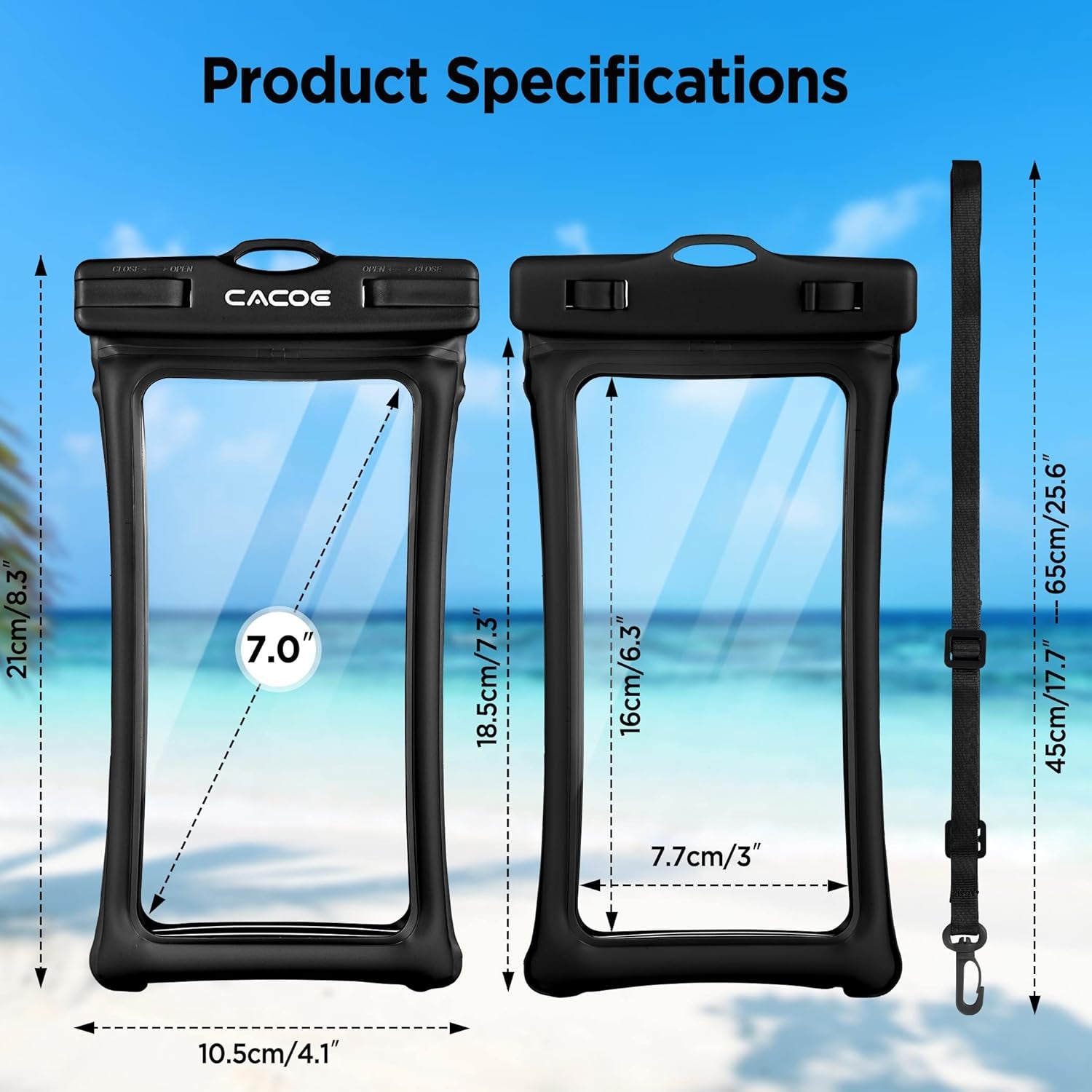Experience Ultimate Protection with the Floatable IPX8 Waterproof Phone Case - 2 Pack for Smartphones Up to 7.0" - Perfect for Beach, Pool, and Adventure!