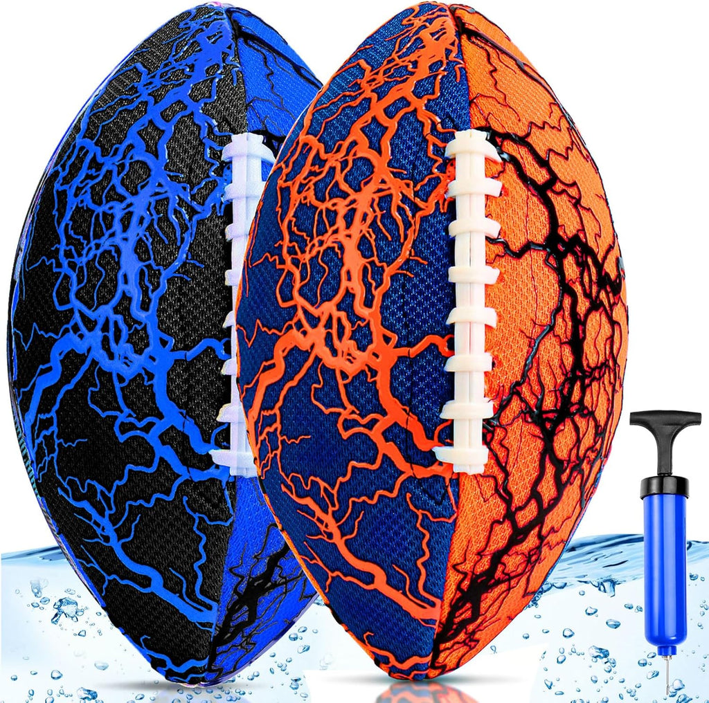 Pool Beach Water Football - 2Pack Strong Grip Waterproof Football for All-Weather Play Pool Toys Beach Games Outdoor Sports Toy Christmas Birthday Gifts for Kids Boys Teens Adults