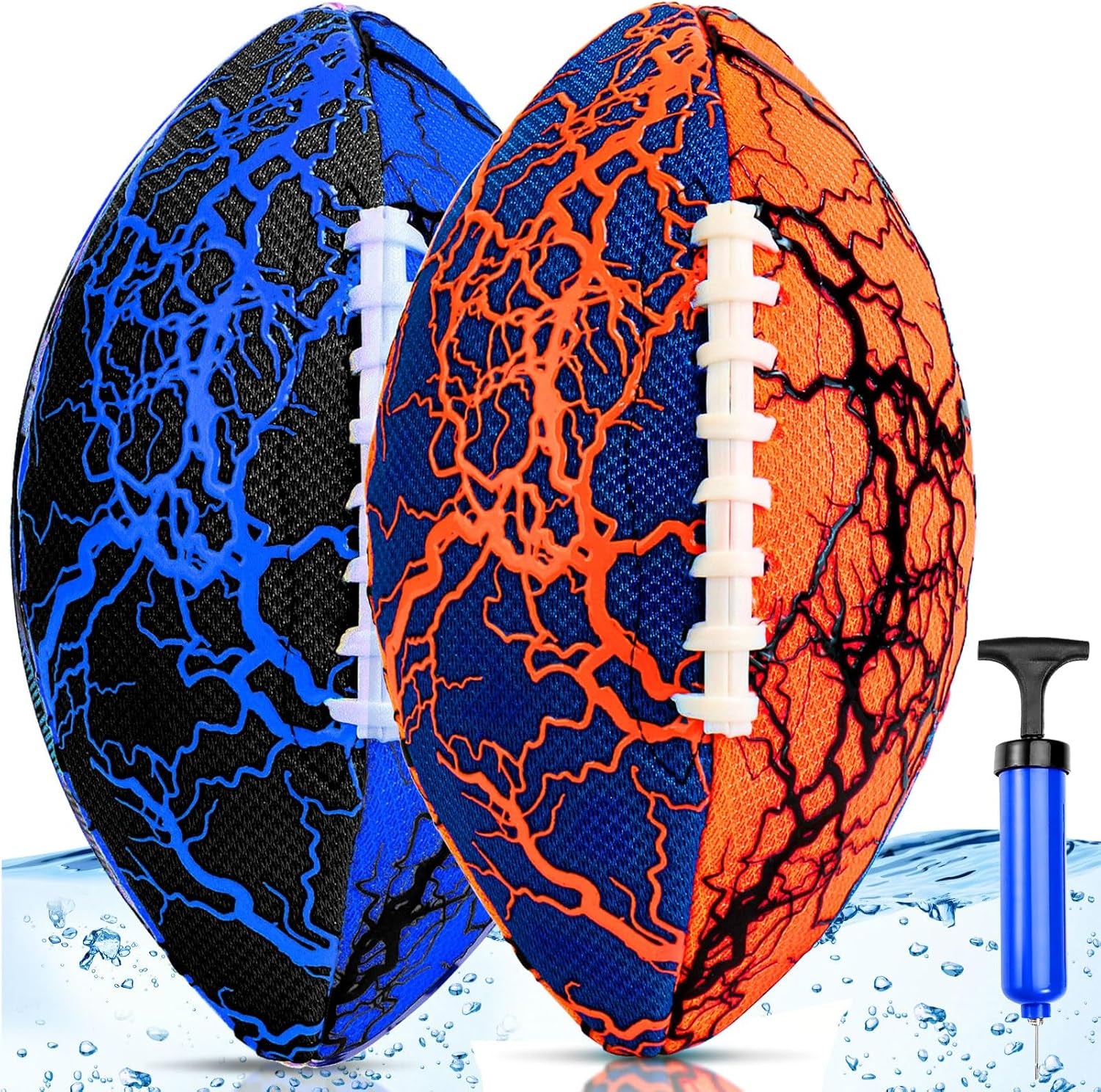 Pool Beach Water Football - 2Pack Strong Grip Waterproof Football for All-Weather Play Pool Toys Beach Games Outdoor Sports Toy Christmas Birthday Gifts for Kids Boys Teens Adults