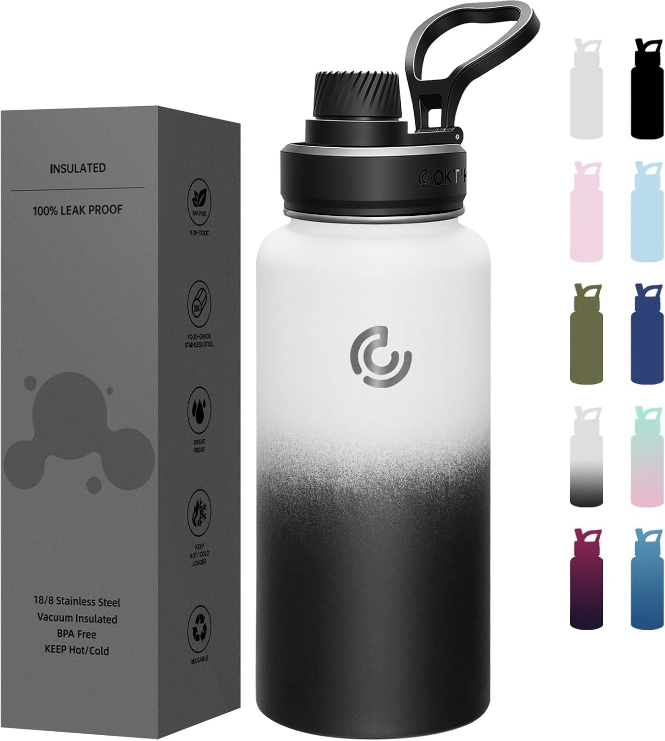 Sports Water Bottle 22Oz, Insulated Water Bottle with Handle,Stainless Steel,Simple Modern,Suitable for Travel, School, Boy, Girl(Army Green)