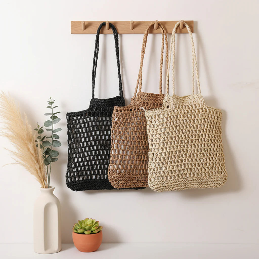 Hollow Out Straw Beach Bag Vacation Beach Bag Shoulder Bag