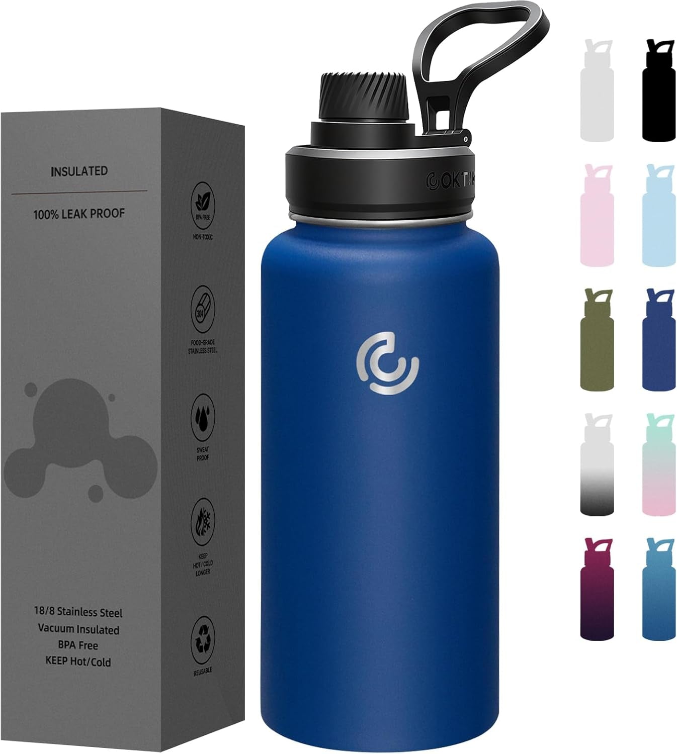 Sports Water Bottle 22Oz, Insulated Water Bottle with Handle,Stainless Steel,Simple Modern,Suitable for Travel, School, Boy, Girl(Army Green)