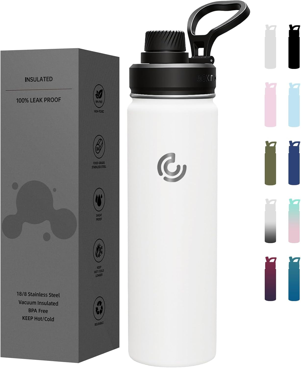 Sports Water Bottle 22Oz, Insulated Water Bottle with Handle,Stainless Steel,Simple Modern,Suitable for Travel, School, Boy, Girl(Army Green)