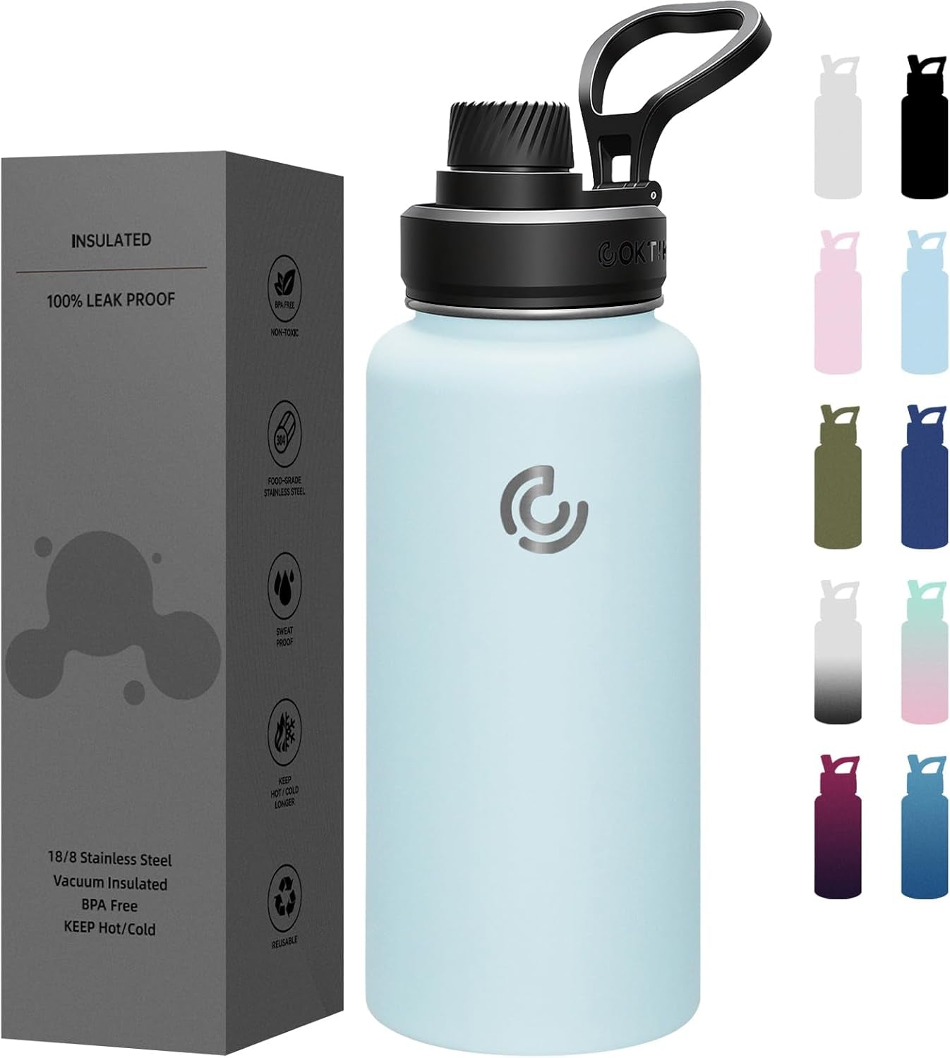 Sports Water Bottle 22Oz, Insulated Water Bottle with Handle,Stainless Steel,Simple Modern,Suitable for Travel, School, Boy, Girl(Army Green)