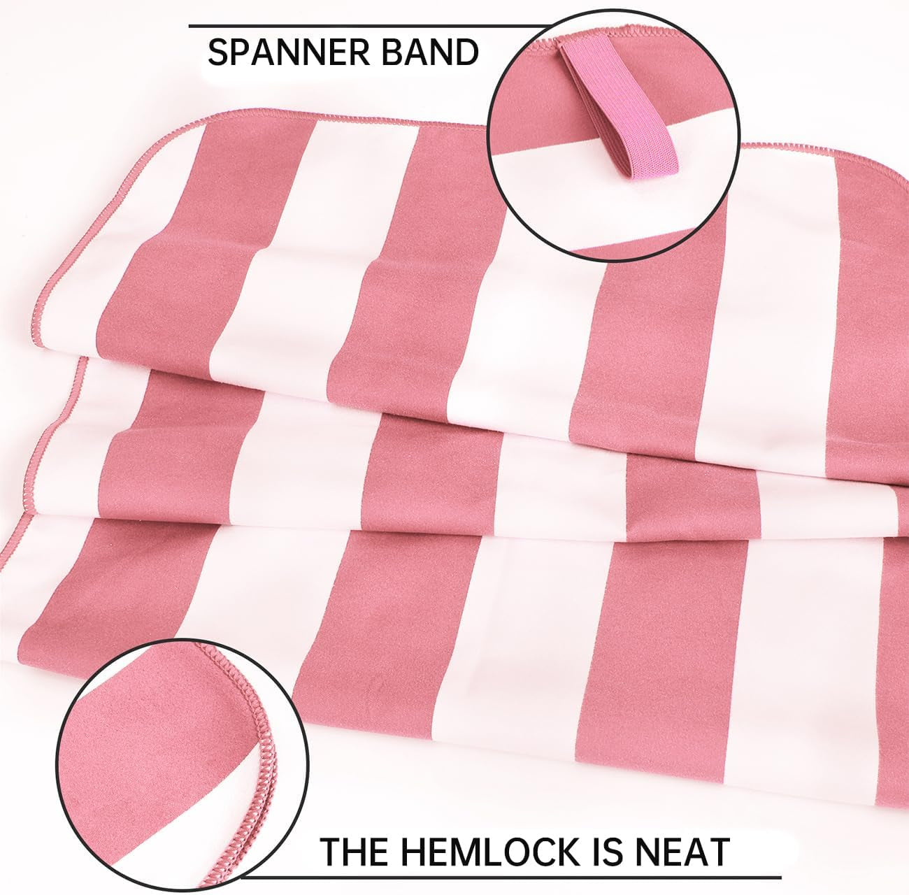 2-Pack Microfiber Beach Towels Set (63"X31.5" + 31.5"X16") | Oversized Quick Dry Sand Free Travel Towel for Beach Pool Gym Camping (Pink)