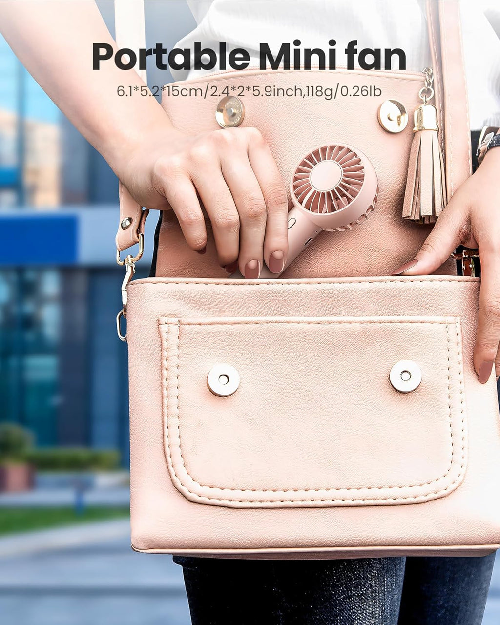 Mini Portable Fan, Small and Powerful, Cute Design 3 Speed Personal Handheld Fan and Desktop with Base, Lightweight USB Rechargeable for Travel Lash Makeup Girl Women Summer Gift Pink