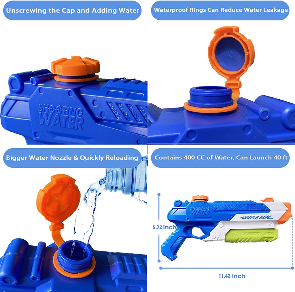 Water Guns for Kids - Summer Soaker Squirt Guns, 400Cc/40Ft for 3 Years Old and up Boys Girls Adults - 2 Pack Outdoor Toy for Swimming Pool Yard Lawn Beach