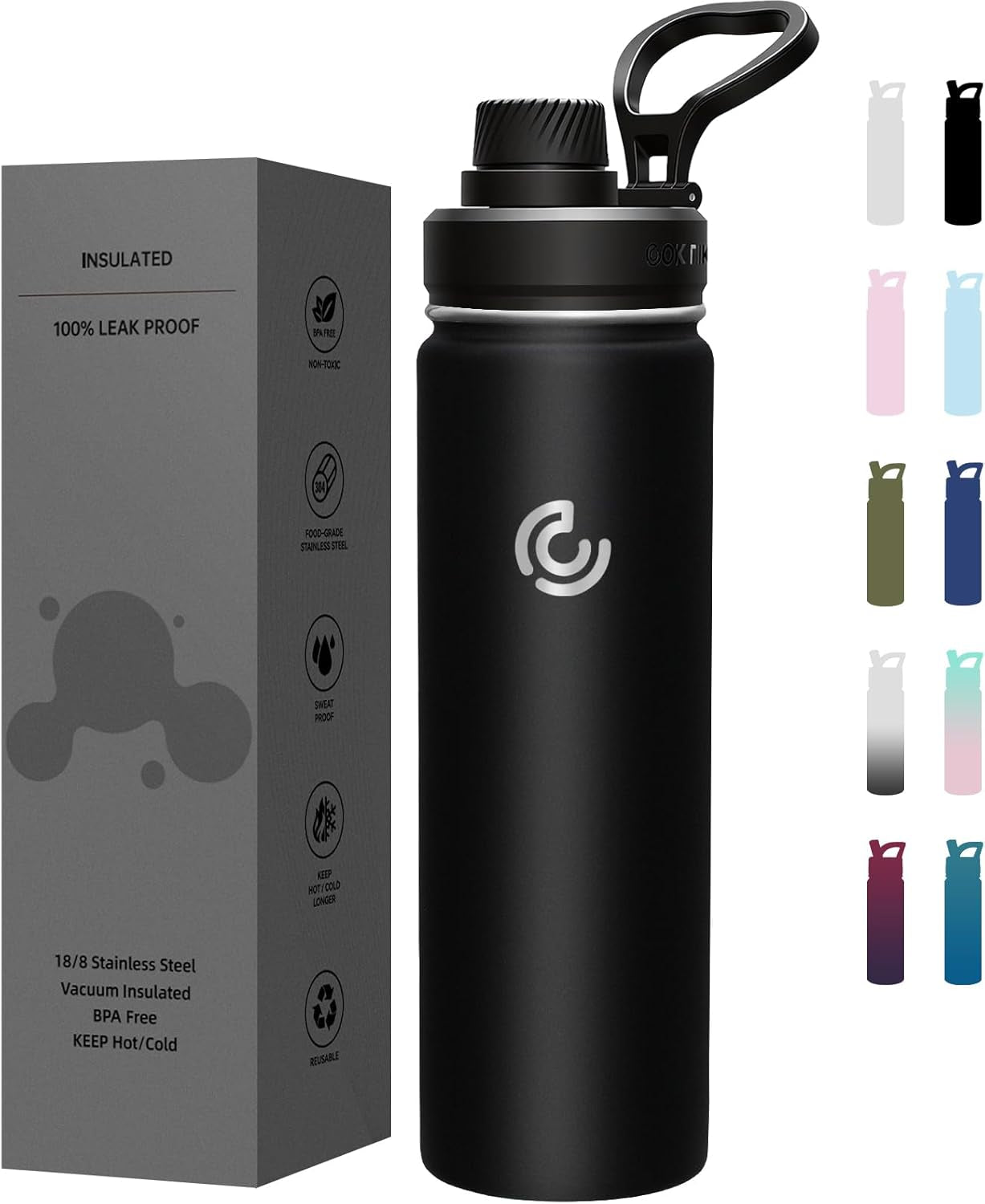 Sports Water Bottle 22Oz, Insulated Water Bottle with Handle,Stainless Steel,Simple Modern,Suitable for Travel, School, Boy, Girl(Army Green)