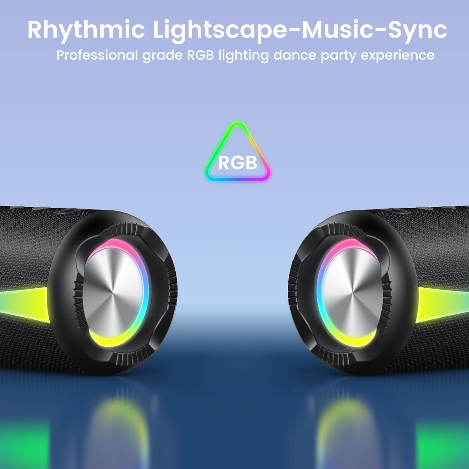 Portable Bluetooth Speaker, 2026 Bluetooth Wireless Speaker 5.4 with RGB Lights, 20H Playtime with Deep Bass, IP7 Waterproof, TWS Pairing, Portable Speaker for Travel/Party/Home/Gifts, Black