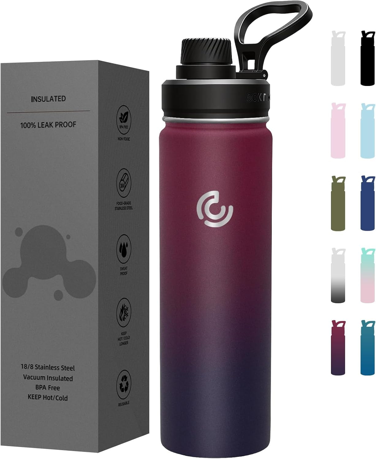 Sports Water Bottle 22Oz, Insulated Water Bottle with Handle,Stainless Steel,Simple Modern,Suitable for Travel, School, Boy, Girl(Army Green)