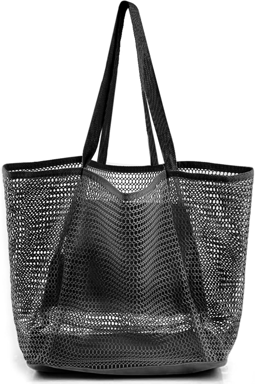 Beach Bags for Women, Summer Travel Mesh Tote Bag with Large Inner Pocket, Sandproof Woven Shoulder Handbag