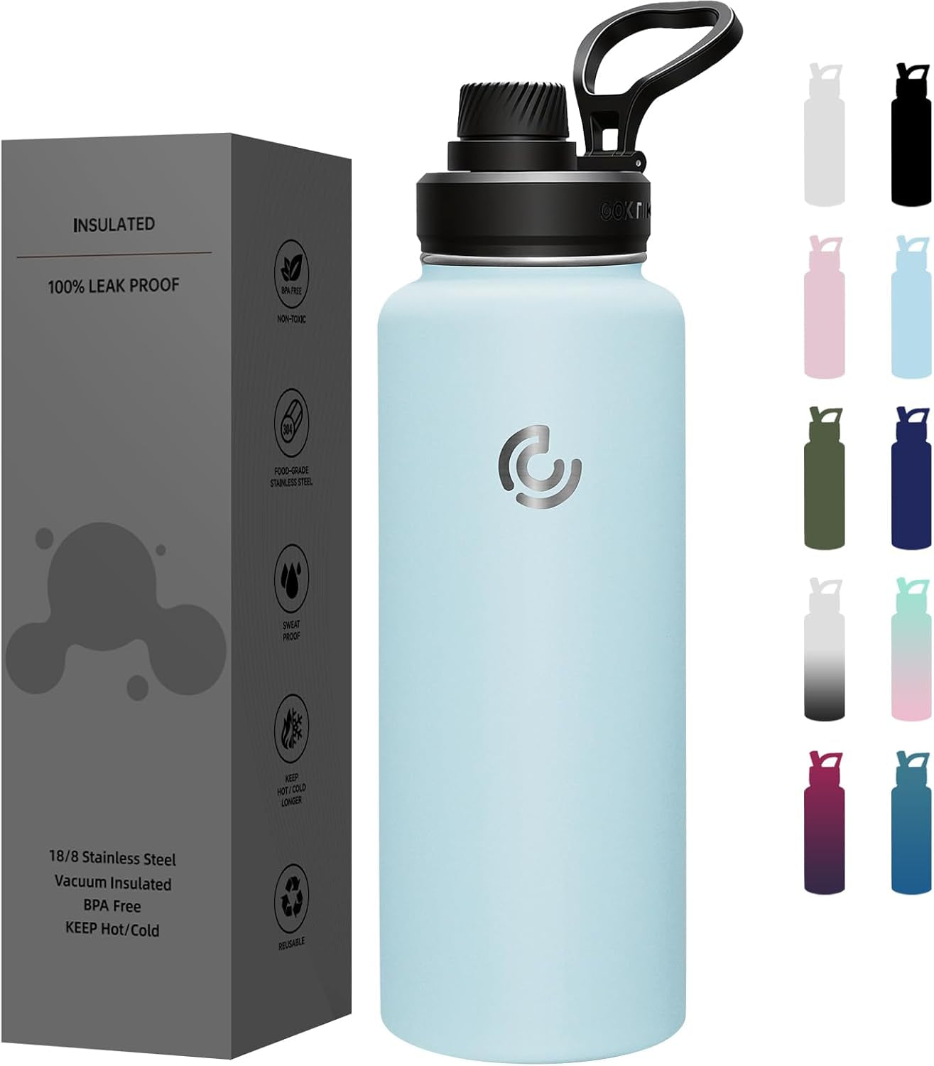 Sports Water Bottle 22Oz, Insulated Water Bottle with Handle,Stainless Steel,Simple Modern,Suitable for Travel, School, Boy, Girl(Army Green)