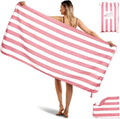 2-Pack Microfiber Beach Towels Set (63"X31.5" + 31.5"X16") | Oversized Quick Dry Sand Free Travel Towel for Beach Pool Gym Camping (Pink)