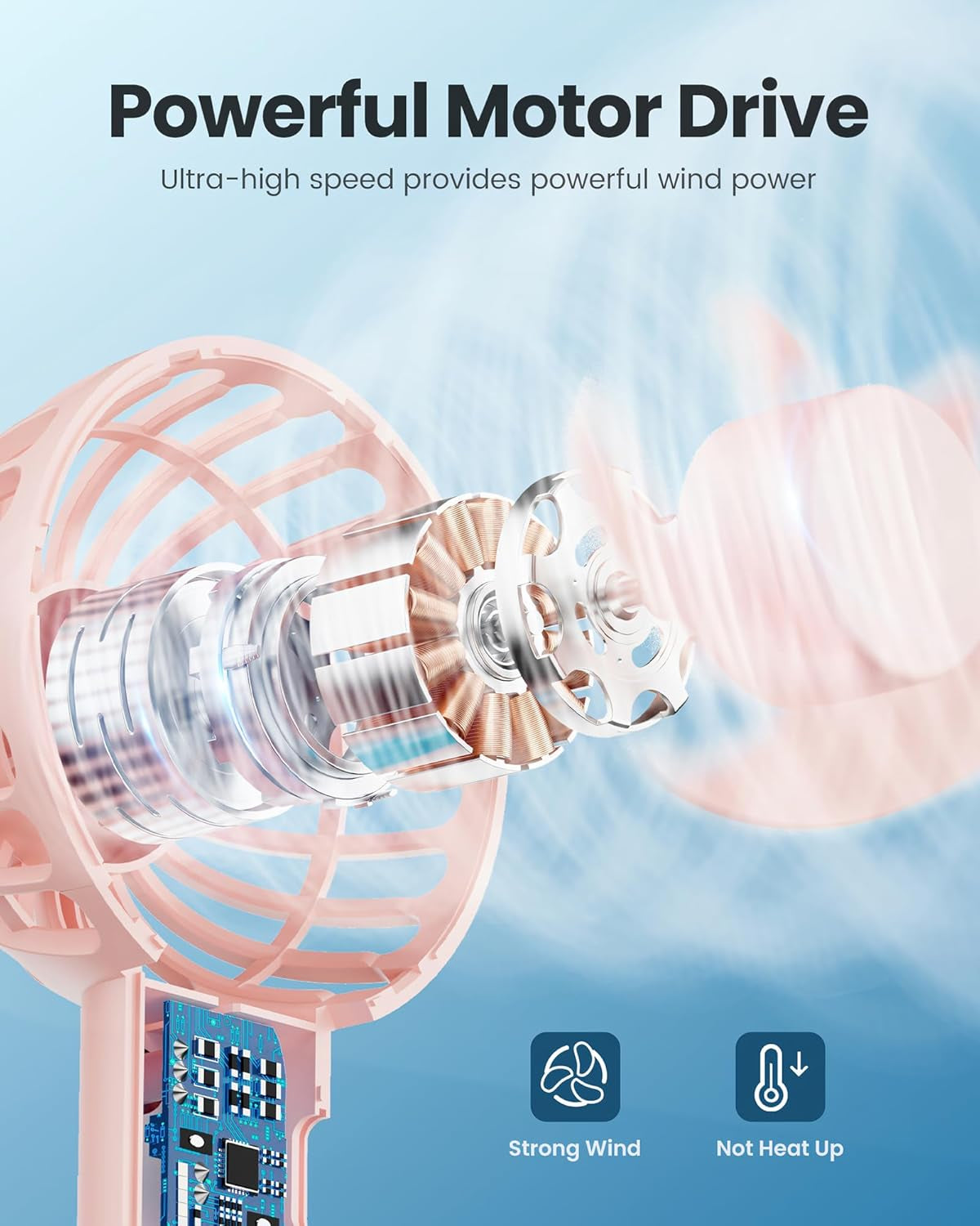 Mini Portable Fan, Small and Powerful, Cute Design 3 Speed Personal Handheld Fan and Desktop with Base, Lightweight USB Rechargeable for Travel Lash Makeup Girl Women Summer Gift Pink