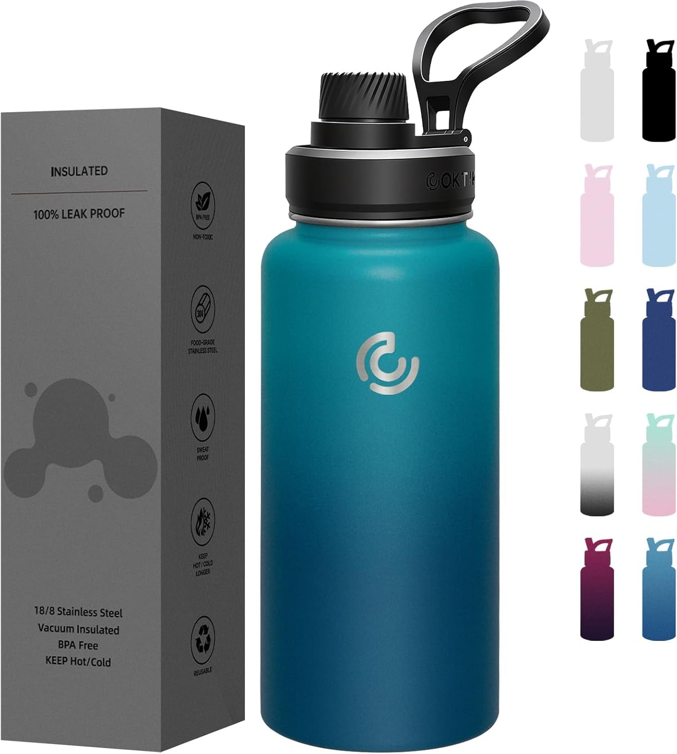 Sports Water Bottle 22Oz, Insulated Water Bottle with Handle,Stainless Steel,Simple Modern,Suitable for Travel, School, Boy, Girl(Army Green)
