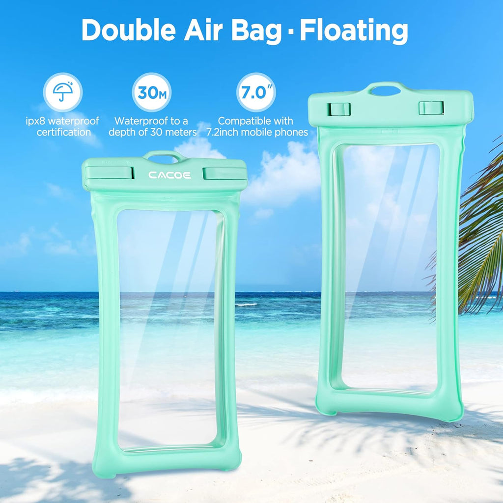 Experience Ultimate Protection with the Floatable IPX8 Waterproof Phone Case - 2 Pack for Smartphones Up to 7.0" - Perfect for Beach, Pool, and Adventure!