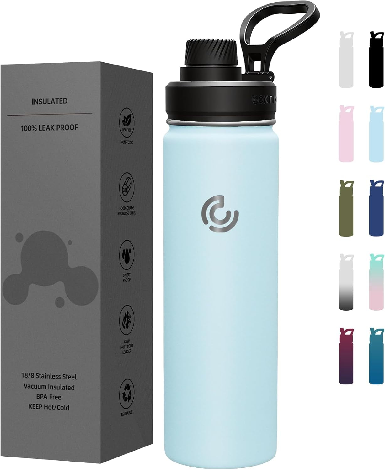 Sports Water Bottle 22Oz, Insulated Water Bottle with Handle,Stainless Steel,Simple Modern,Suitable for Travel, School, Boy, Girl(Army Green)