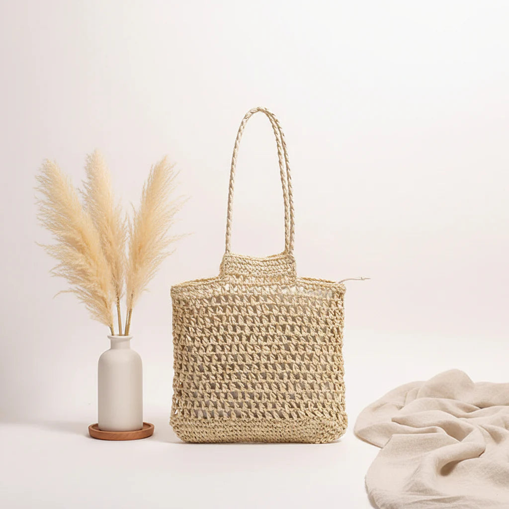 Hollow Out Straw Beach Bag Vacation Beach Bag Shoulder Bag