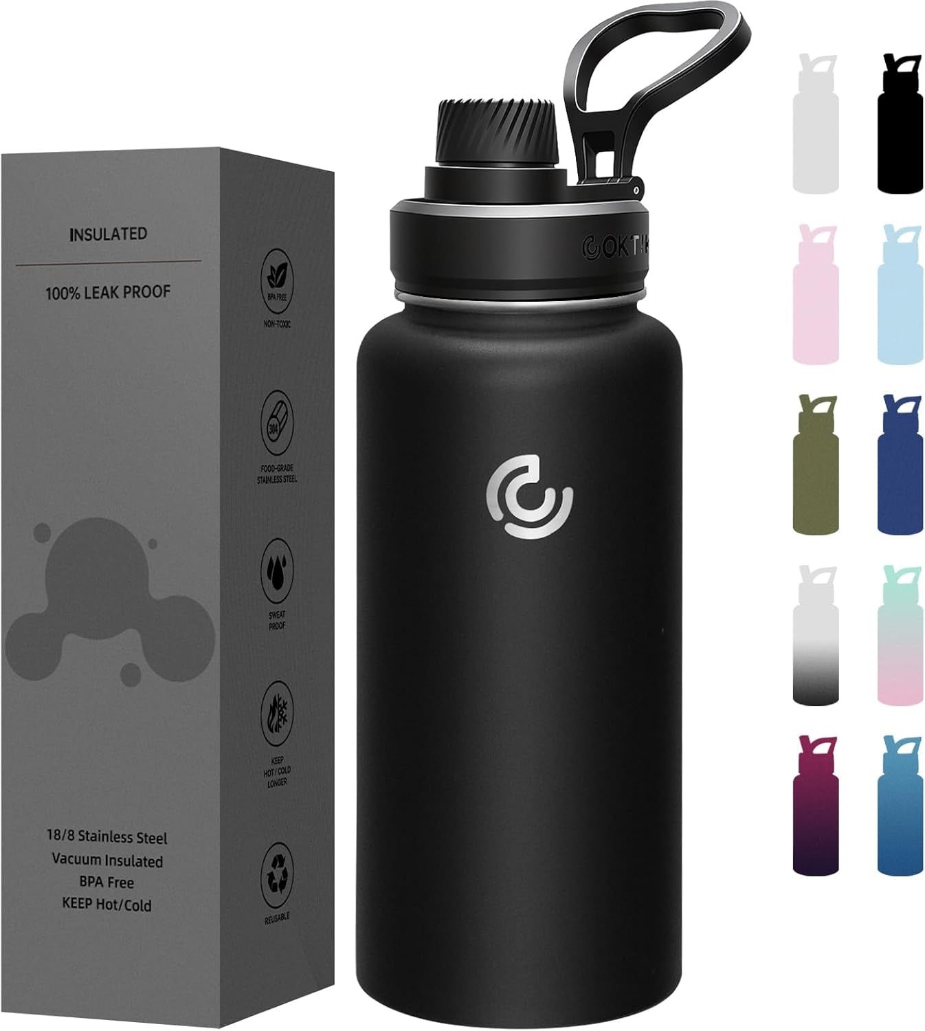 Sports Water Bottle 22Oz, Insulated Water Bottle with Handle,Stainless Steel,Simple Modern,Suitable for Travel, School, Boy, Girl(Army Green)
