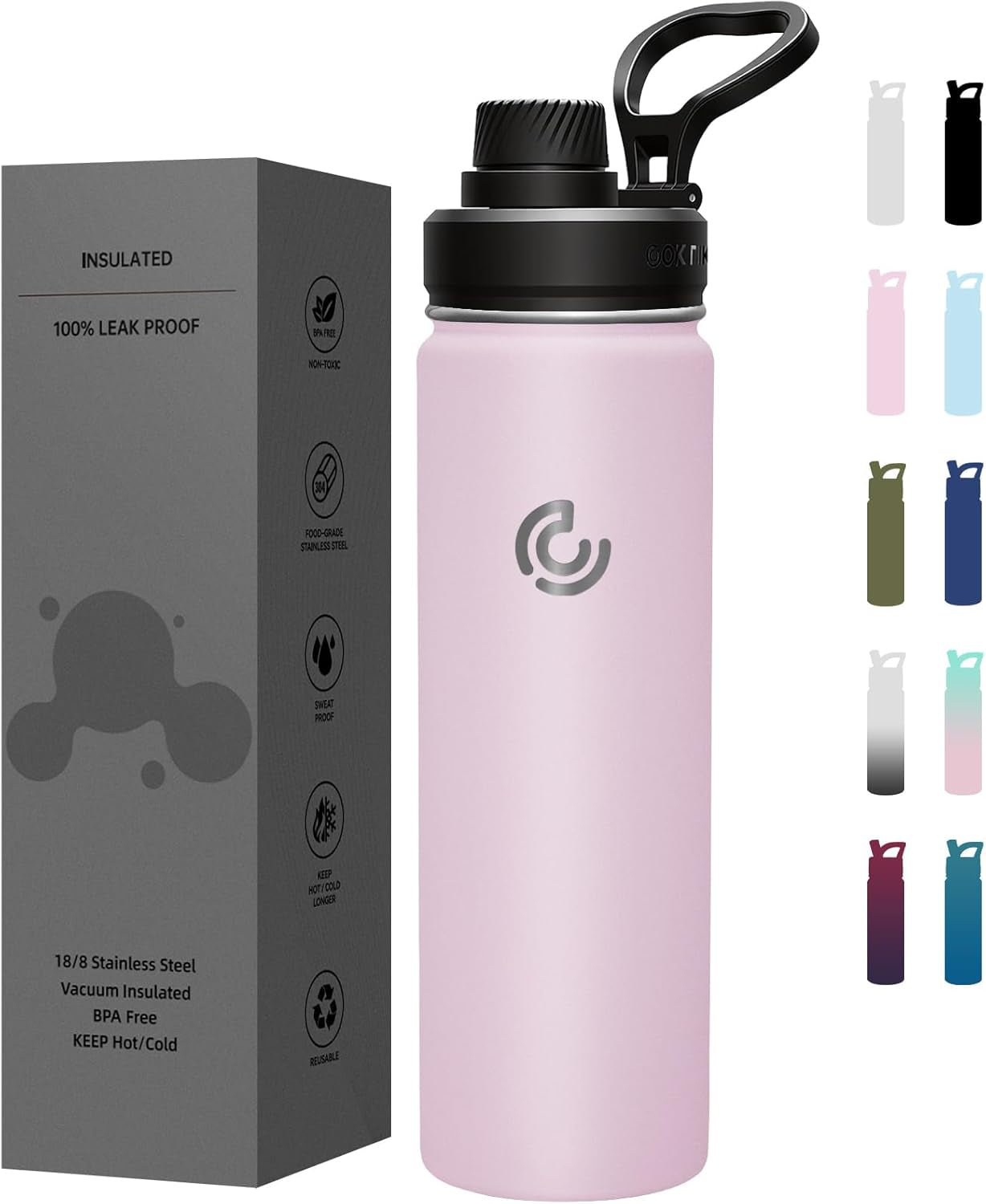 Sports Water Bottle 22Oz, Insulated Water Bottle with Handle,Stainless Steel,Simple Modern,Suitable for Travel, School, Boy, Girl(Army Green)