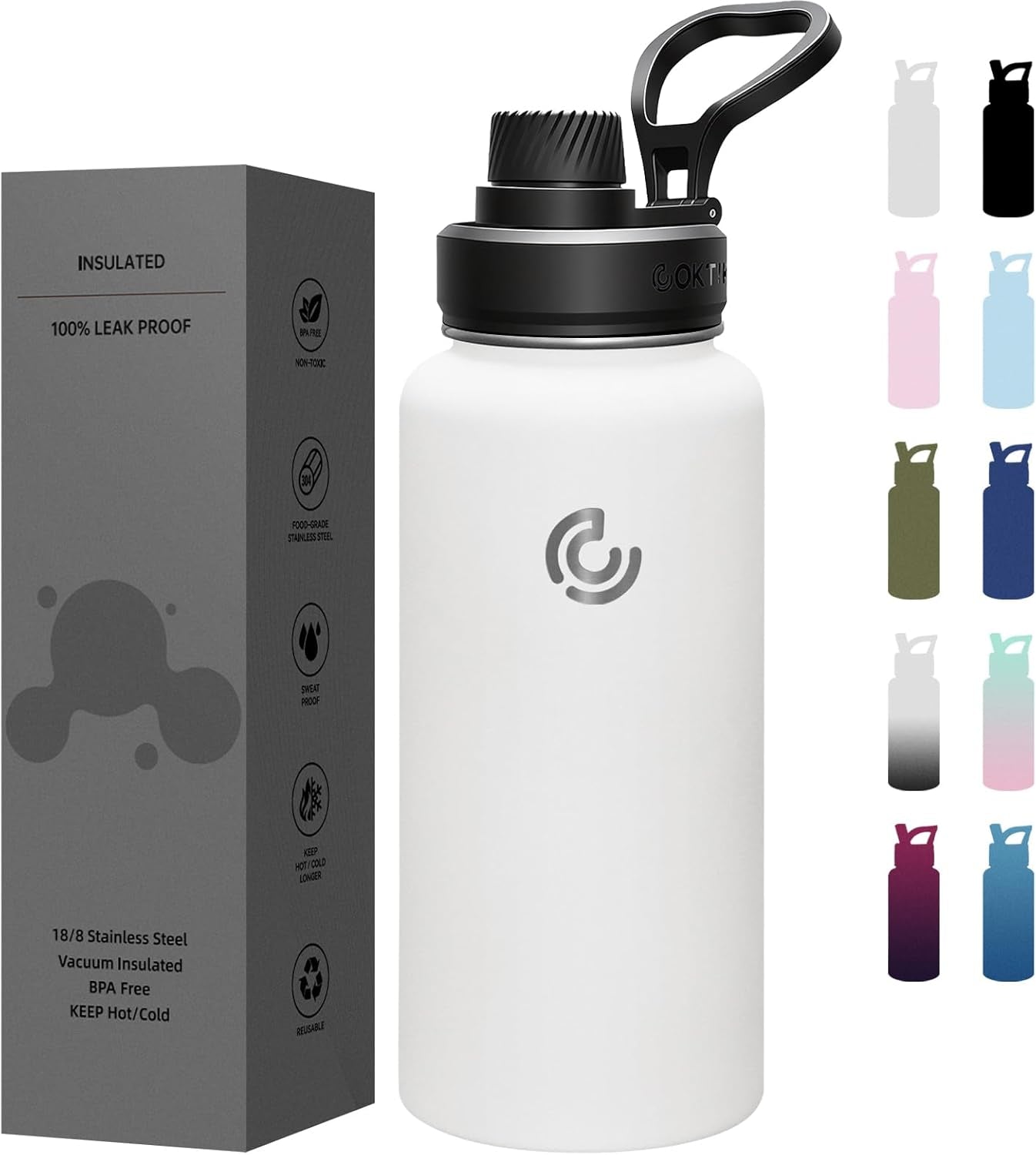 Sports Water Bottle 22Oz, Insulated Water Bottle with Handle,Stainless Steel,Simple Modern,Suitable for Travel, School, Boy, Girl(Army Green)