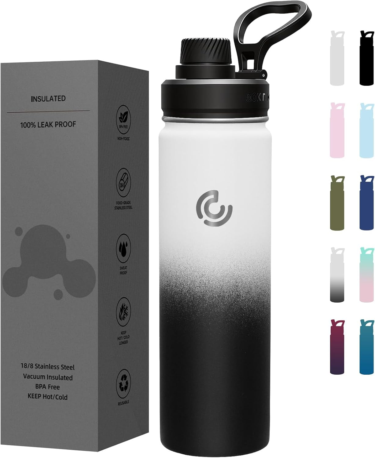 Sports Water Bottle 22Oz, Insulated Water Bottle with Handle,Stainless Steel,Simple Modern,Suitable for Travel, School, Boy, Girl(Army Green)