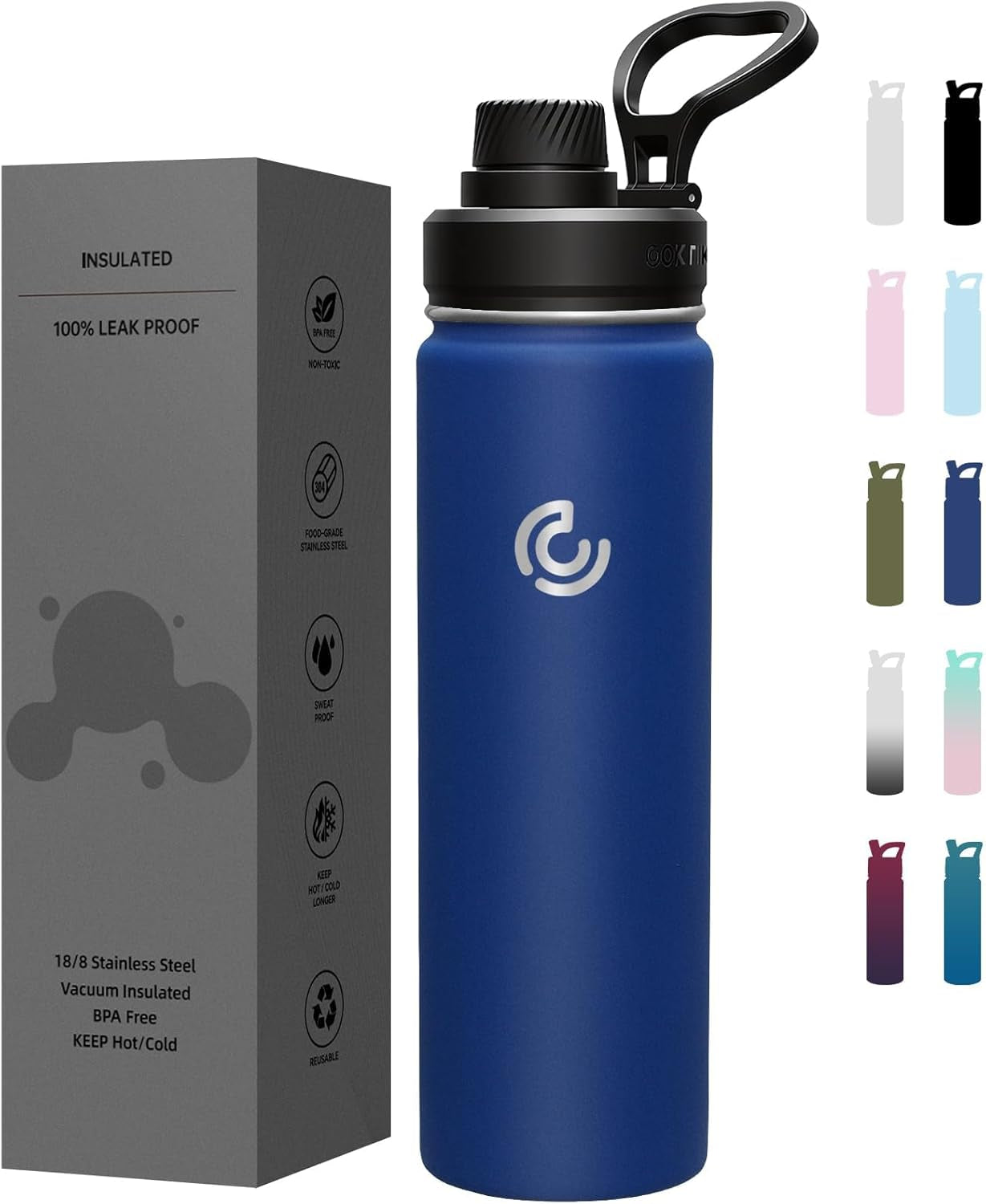 Sports Water Bottle 22Oz, Insulated Water Bottle with Handle,Stainless Steel,Simple Modern,Suitable for Travel, School, Boy, Girl(Army Green)